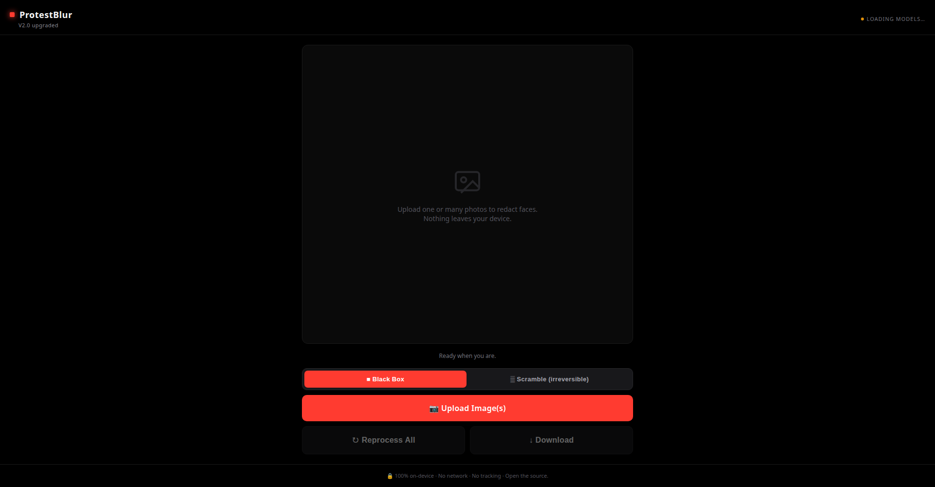 ProtestBlur automatic face-blurring tool website